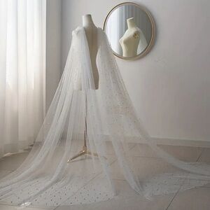 Bridal Wings / Cape / Veil White with pearls New
